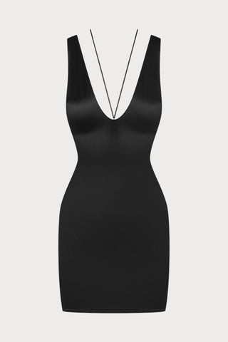 French Kiss Black V Neck Short Dress