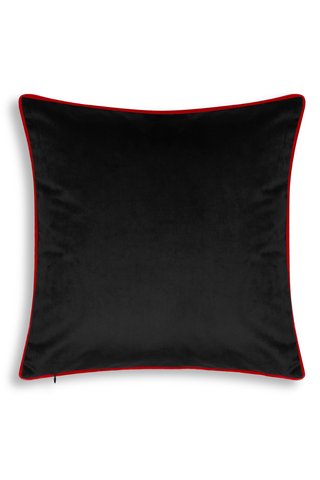 Maison Close Black Velvet Cushion with Red Lip Embroidery French Kiss
