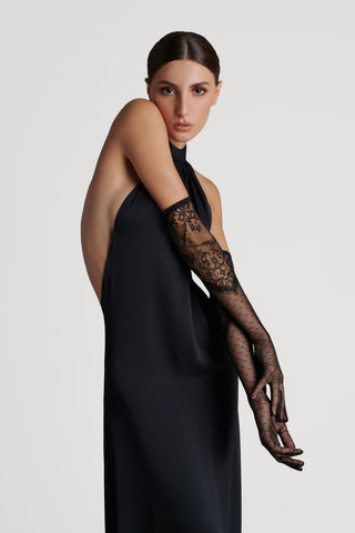 Maison Close Inspiration Divine Long Lace Gloves Black