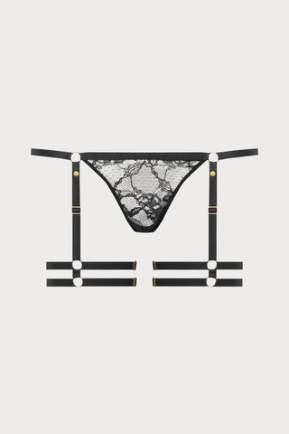 Jeux Magnétiques Black Lace Garter Mini Thong - Maison Close