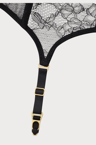 Jeux Magnétiques Black Lace Open Suspender Bustier - close up of suspender strap