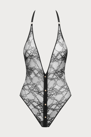 Jeux Magnétiques Openable Black Lace Bodysuit