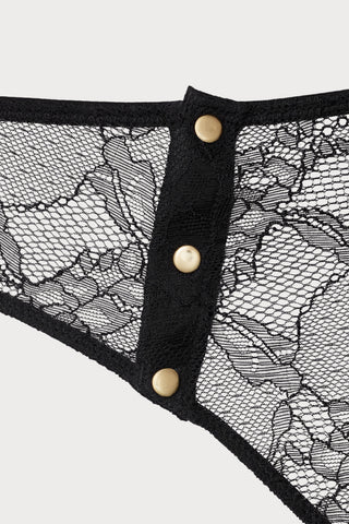 Jeux Magnétiques Openable Black Lace High Waist Thong