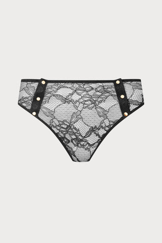 Jeux Magnétiques Openable Black Lace High Waist Thong