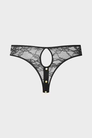 Jeux Magnétiques Openable Black Lace High Waist Thong - back
