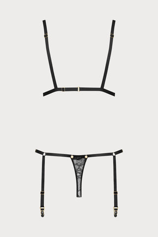 Jeux Magnétiques Black Lace Suspender Thong Body