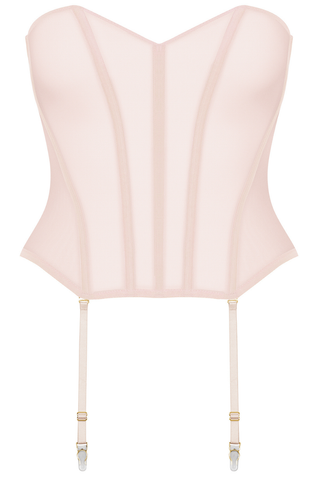 Maison Close L'Amoureuse Corset with Suspenders in Pink Peony