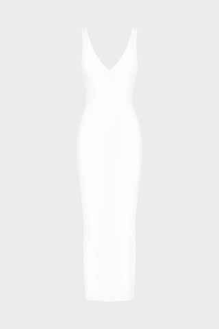 La Femme Amazone V Neck Long Dress White