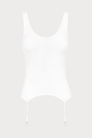 La Femme Amazone Suspender Tank Top White