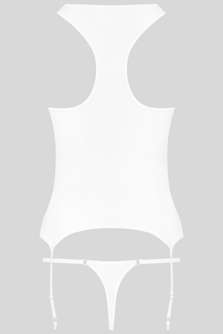 Maison Close La Femme Amazone Suspender Top & Mini Thong White