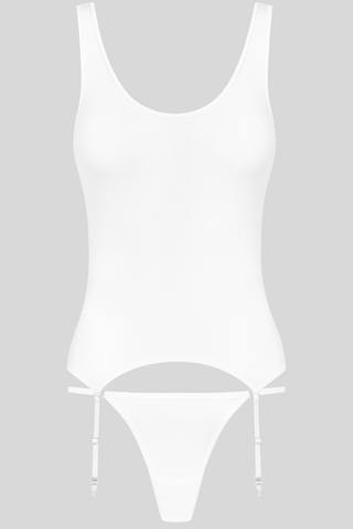Maison Close La Femme Amazone Suspender Top & Mini Thong White