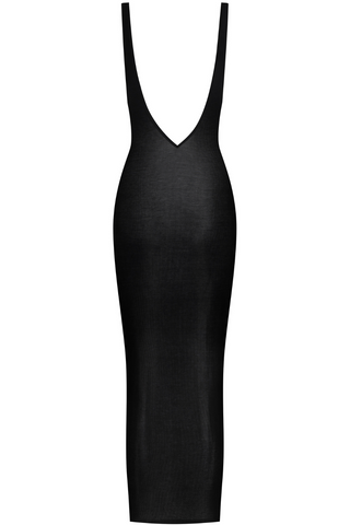 Maison Close La Femme Amazone V Neck Long Dress Black