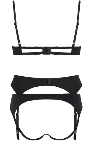 Maison Close Le Petit Secret Cupless Bra, Naked Shorty & Suspender Black