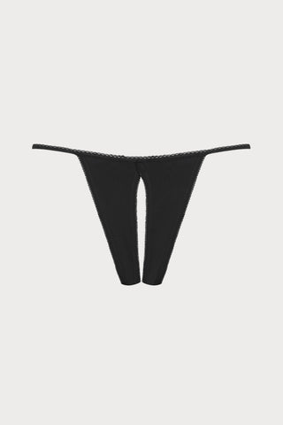Le Petit Secret Openable Thong in Black