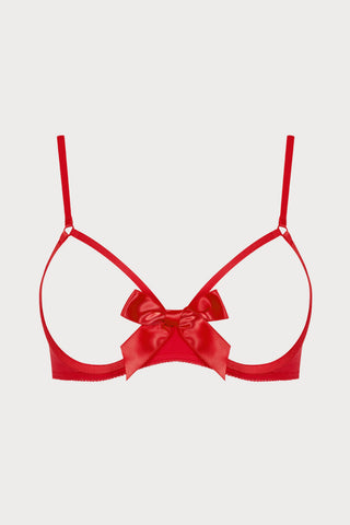 Le Petit Secret Cupless Bra with Bow in Red