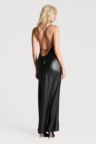 Maison Close Le Vestiaire Black Satin Long Dress