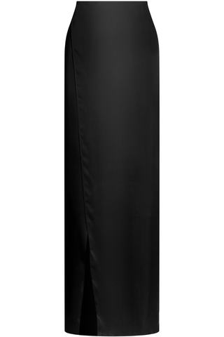 Maison Close Le Vestiaire Satin Long Wrap Skirt Black