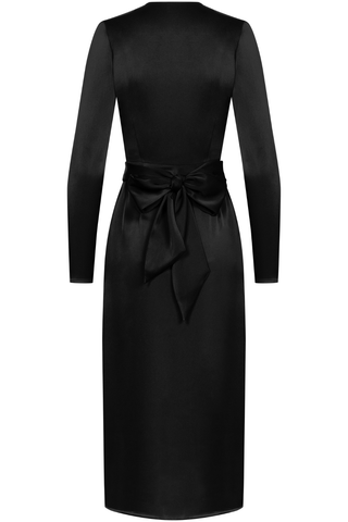 Maison Close Le Vestiaire Satin Midi Wrap Dress Black