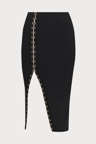 Le Vestiaire Stretch Jersey Midi Skirt with Hooks
