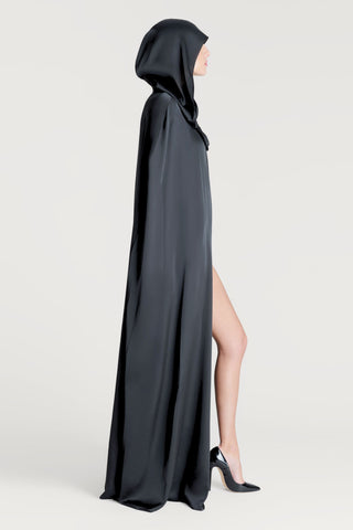 Maison Close Les Fétiches Long Satin Hooded Cape Black