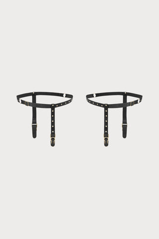 Maison Close Black Studded Leg Garters - Naughty Knickers