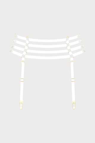 Maison Close Parure Signature White Suspender Belt - Naughty Knickers