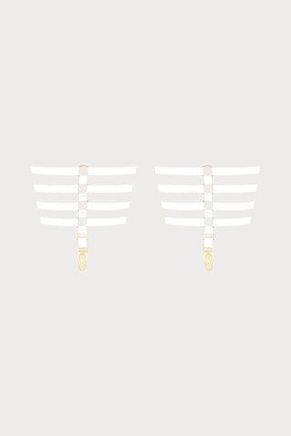 Maison Close Parure Signature White Leg Garters - Naughty Knickers