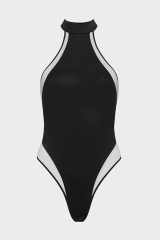 Minuit American Collar Thong Swimsuit in Black