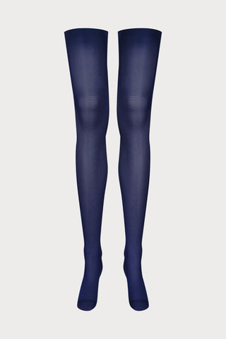 Maison Close Navy Purple Cut & Curled Stockings 40 Denier