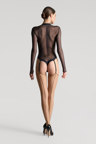 Maison Close Nude/Black Back Seamed Stockings 20 Denier