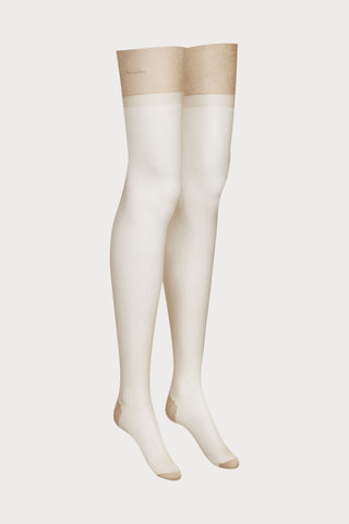 Maison Close Nude Nylon Stockings with Neon Green Back Seam