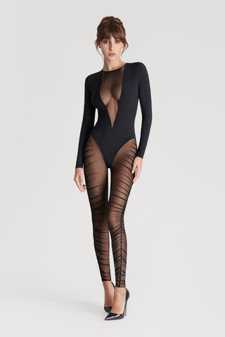 Maison Close Nuit Fauve Long Sleeve Catsuit Black