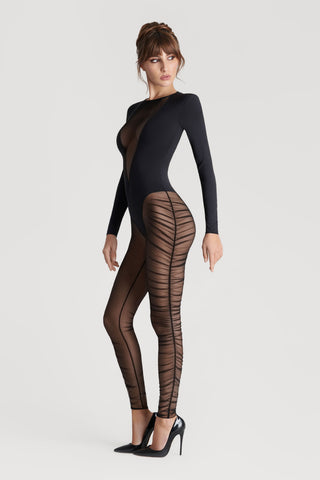 Maison Close Nuit Fauve Long Sleeve Catsuit Black