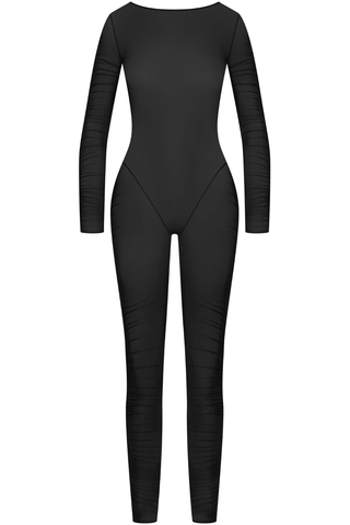 Maison Close Nuit Fauve Long Sleeve Naked Back Catsuit Black