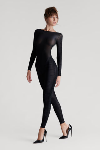Maison Close Nuit Fauve Long Sleeve Naked Back Catsuit Black
