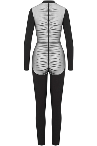 Maison Close Nuit Fauve Long Sleeve Sheer Back Catsuit Black