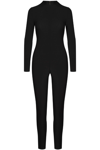 Maison Close Nuit Fauve Long Sleeve Sheer Back Catsuit Black