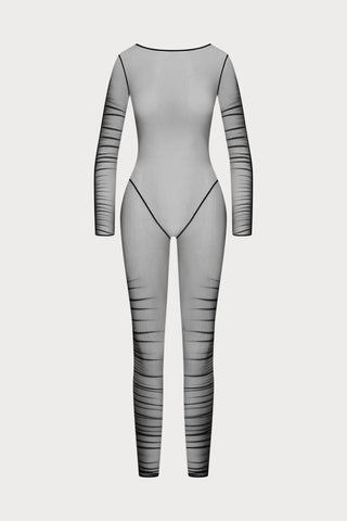 Nuit Fauve Long Sleeve Open Back Catsuit