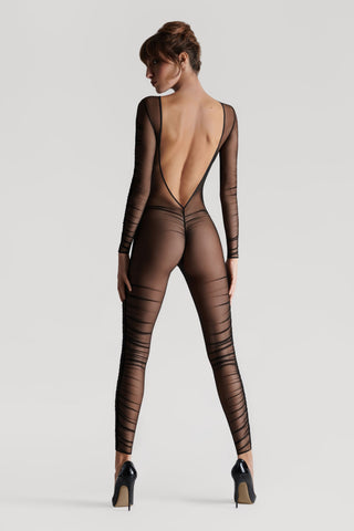 Maison Close Nuit Fauve Long Sleeve Naked Back Catsuit Black