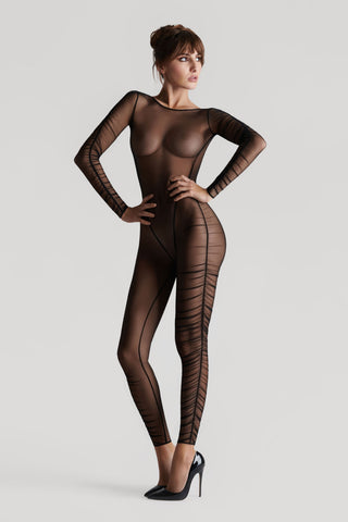 Maison Close Nuit Fauve Long Sleeve Naked Back Catsuit Black