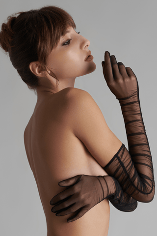 Maison Close Nuit Fauve Sheer Opera Gloves Black