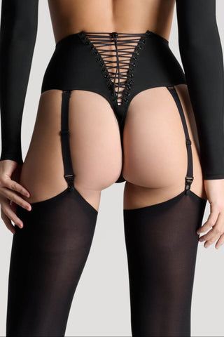 Maison Close Nuit Infinie High Waist Suspender Thong Black