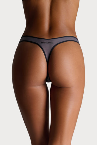 La Parisienne Grey High Hips Thong