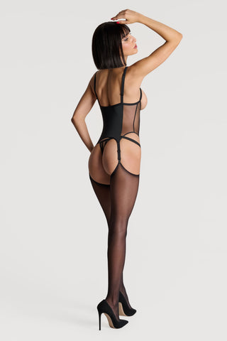 Maison Close Pure Tentation Black Cupless Bodice with Suspenders