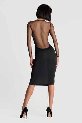 Maison Close Pure Tentation Black Midi Dress Long Sleeves