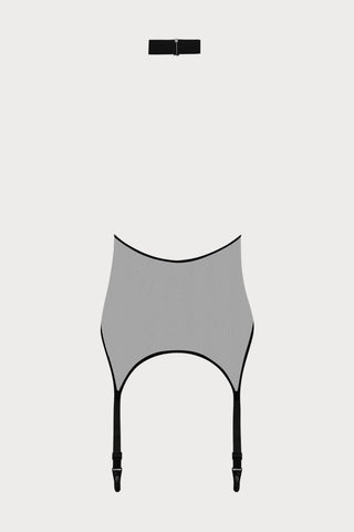 Pure Tentation Halterneck Suspender Top in Black