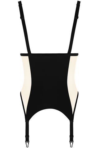 Maison Close Pure Tentation Black & Nude Cupless Bodice with Suspenders