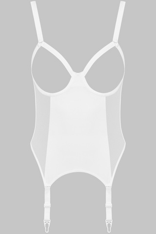 Maison Close Pure Tentation White Cupless Bodice with Suspenders