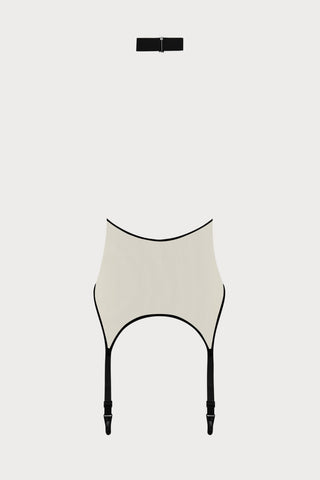 Pure Tentation Halterneck Suspender Top in Black & Nude