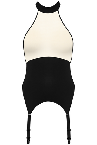 Maison Close Pure Tentation Halterneck Black & Nude Suspender Top